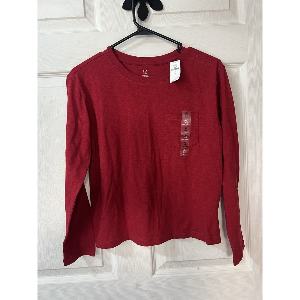 Gap Kids Unisex Long Sleeve Maroon Pullover Top Size XL 12-New